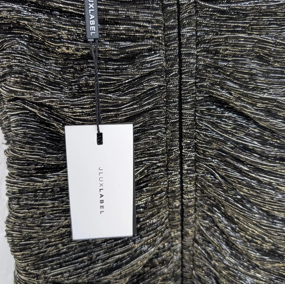 NWT JLUXLABEL Strapless Black and Gold Dress - Picture 3 of 7